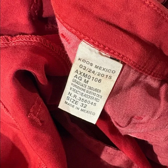 NWOT AG Adriano Goldschmied Graduate Chino Rocker Red Trousers